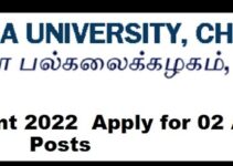 Anna University job Recruitment 2022  Apply for 02 Assistant Posts