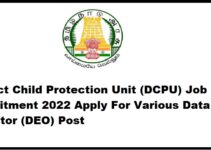 District Child Protection Unit (DCPU) Job Recruitment 2022 Apply For Various Data Entry Operator (DEO) Post