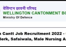 Wellington Cantt Job Recruitment 2022 – 07,Lower Division Clerk, Safaiwala, Male Nursing Assistant