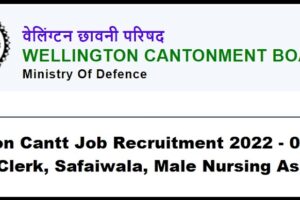 Wellington Cantt Job Recruitment 2022 – 07,Lower Division Clerk, Safaiwala, Male Nursing Assistant