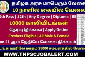 Mega Job Fair Organized by Tamilnadu Govt Job Recruitment 2023 For 10,000, Office Assistant, Executive Post